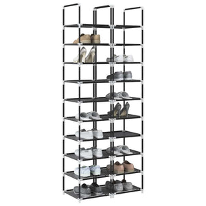 Schuhregal 2er Set, 10 Ebenen, Schwarz