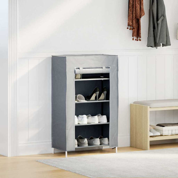 Grauer Schuhschrank mit 4 Ablagen