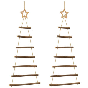 vidaXL Sapins de Noël suspendus avec étoiles 2 pcs 42x90 cm Bois de vigne