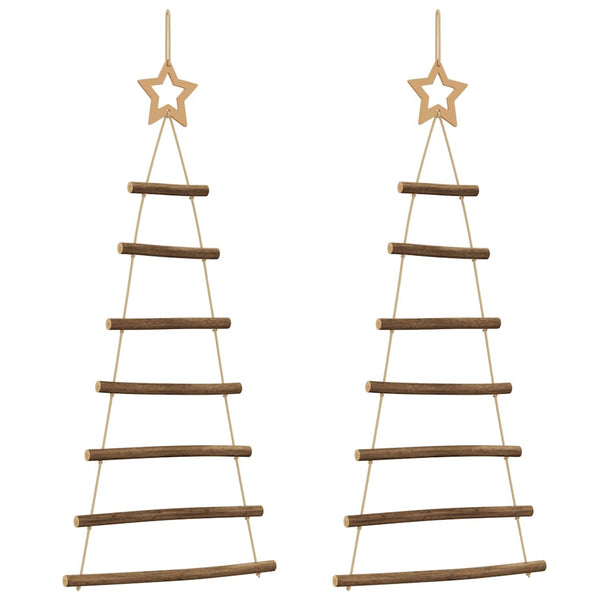 vidaXL Sapins de Noël suspendus avec étoiles 2 pcs 42x90 cm Bois de vigne