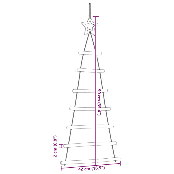 vidaXL Sapins de Noël suspendus avec étoiles 2 pcs 42x90 cm Bois de vigne
