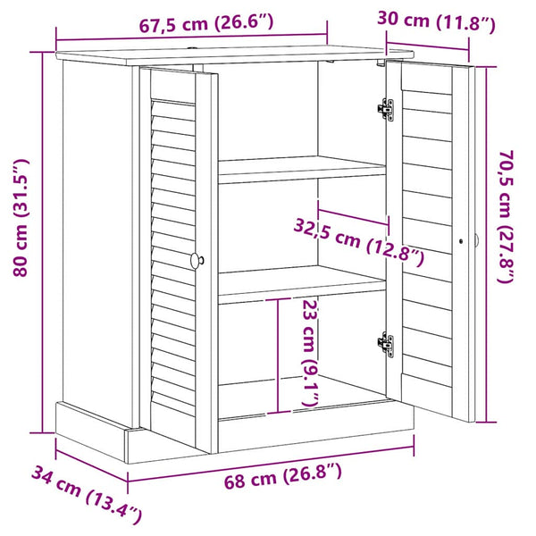Badezimmerschrank Weiß/Antikweiß 68x34x80 cm
