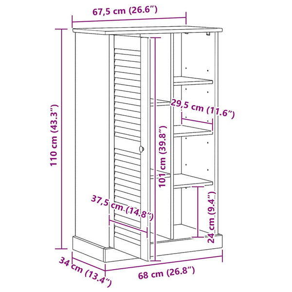 Badezimmerschrank Weiß/Antikweiß 68x34x110cm