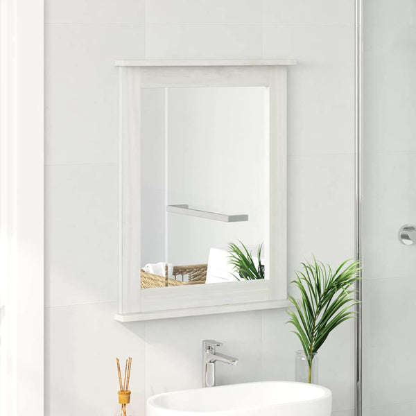 Weißer Antik Spiegel Kiefer Massivholz 70cm