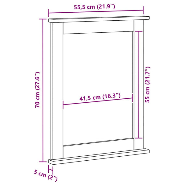 Weißer Antik Spiegel Kiefer Massivholz 70cm
