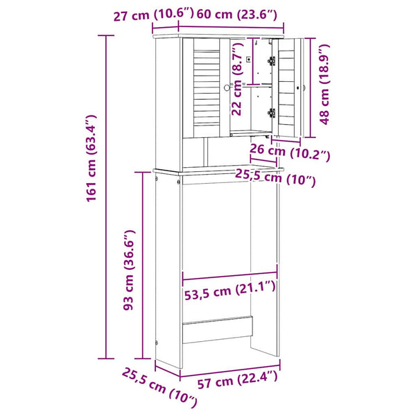 Toilettenschrank VIGO Braun/Honigbraun 60cm