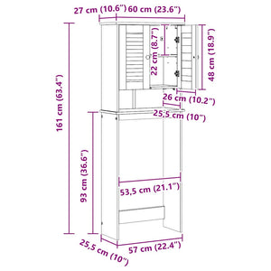 Toilettenschrank VIGO Weiß/Antikweiß 60x27x161cm