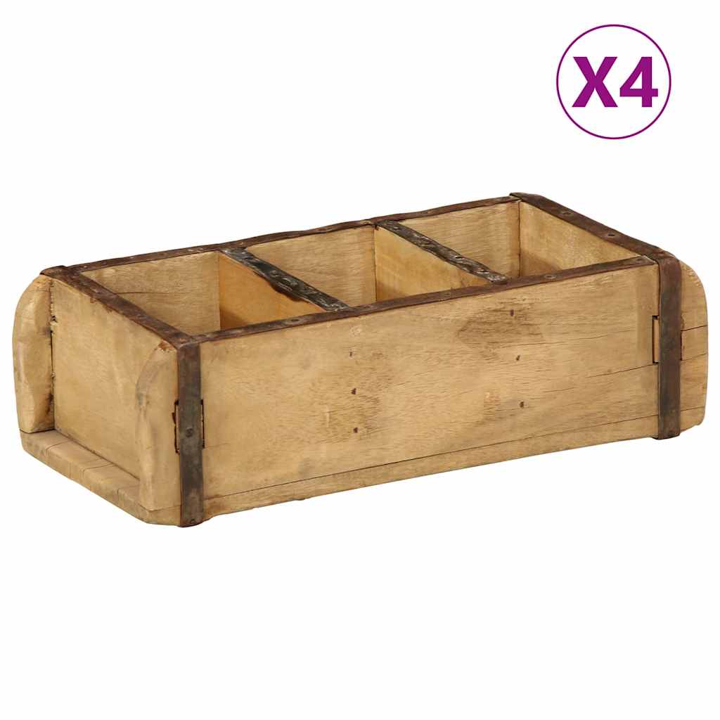 Holztablett Braun 4er Set Upgecycelt