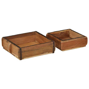 Braune Holztabletts, 2er-Set