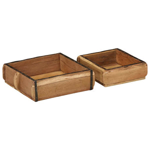 Braune Holztabletts, 2er-Set