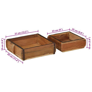 Braune Holztabletts, 2er-Set
