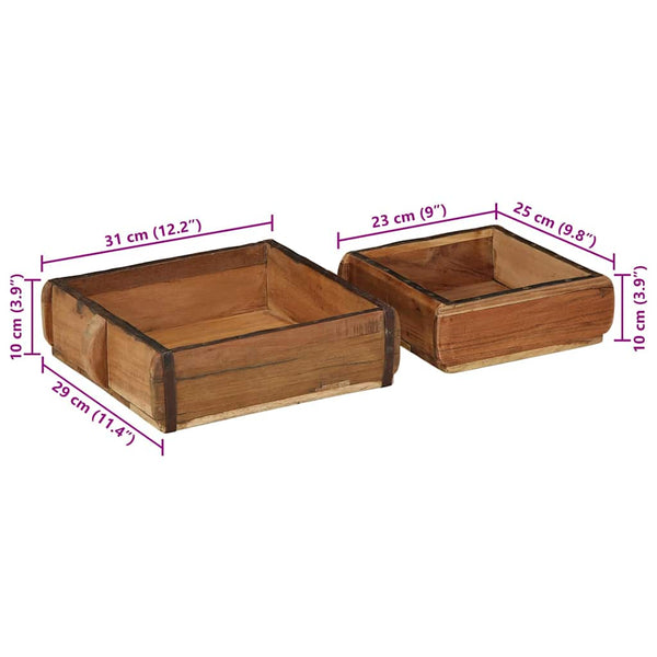 Braune Holztabletts, 2er-Set