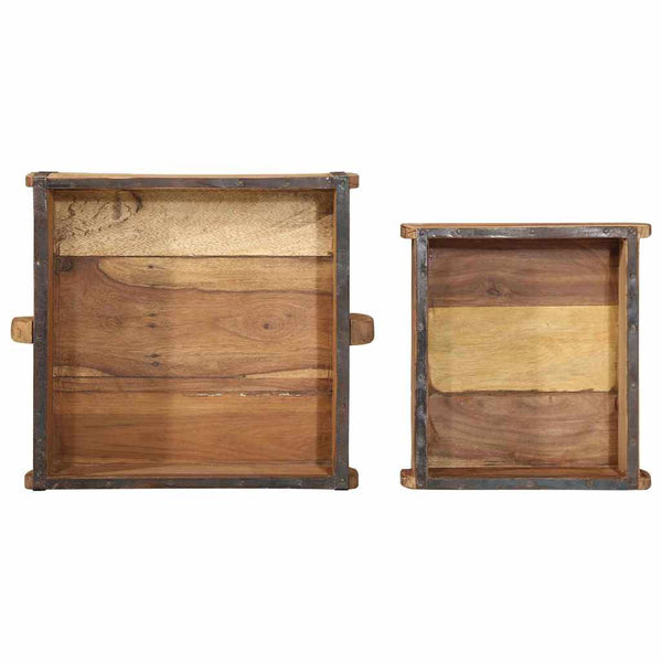 Braune Holztabletts, 2er-Set