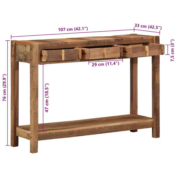 Konsolentisch Braun Massivholz 107cm