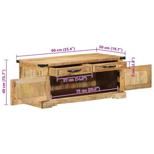 Couchtisch Braun Mango Massivholz 90x50 cm