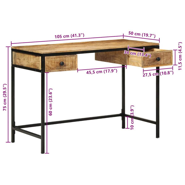 Schreibtisch Braun mit Schubladen 105x50x75 cm
