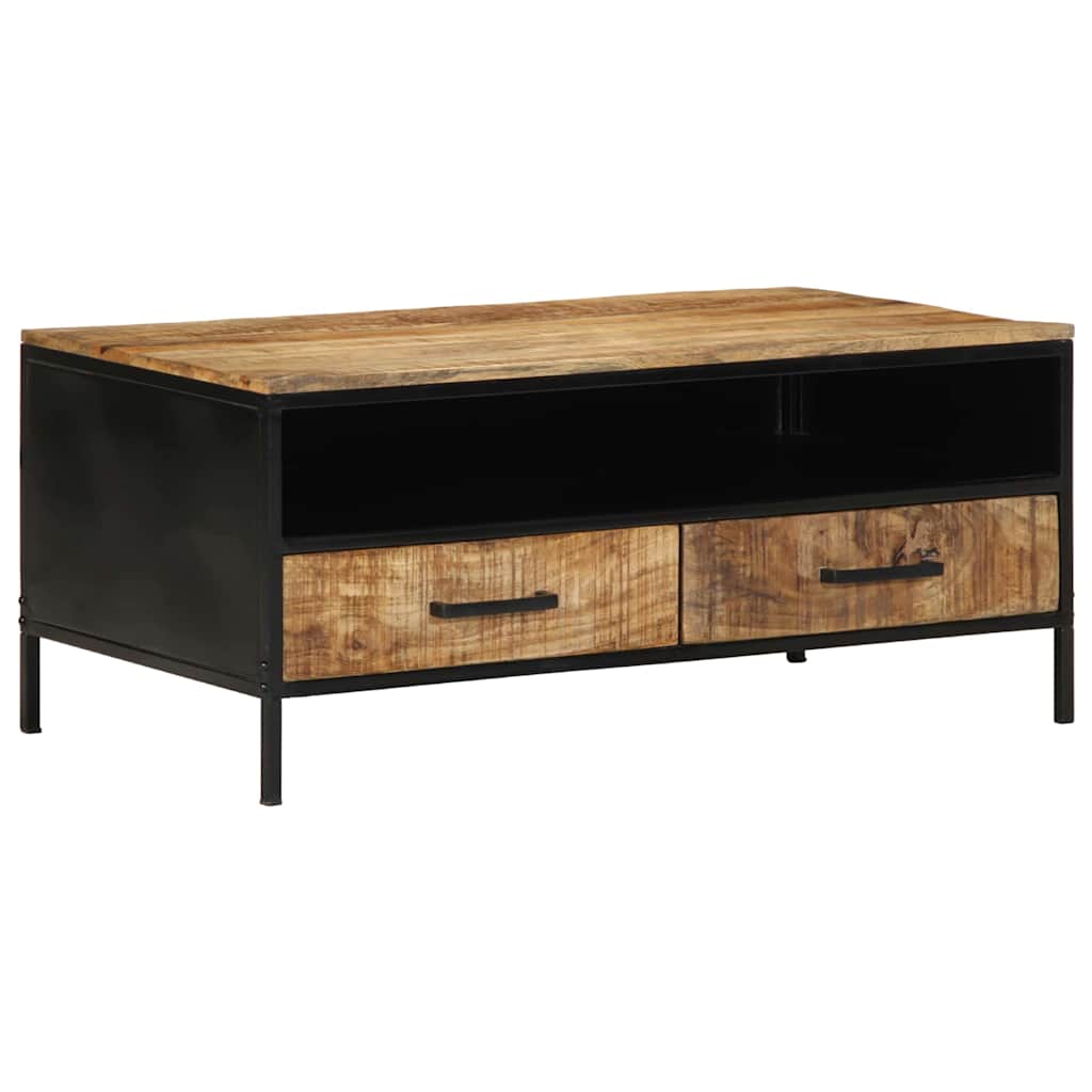 Couchtisch Braun Mango Massivholz Metall 90x50 cm