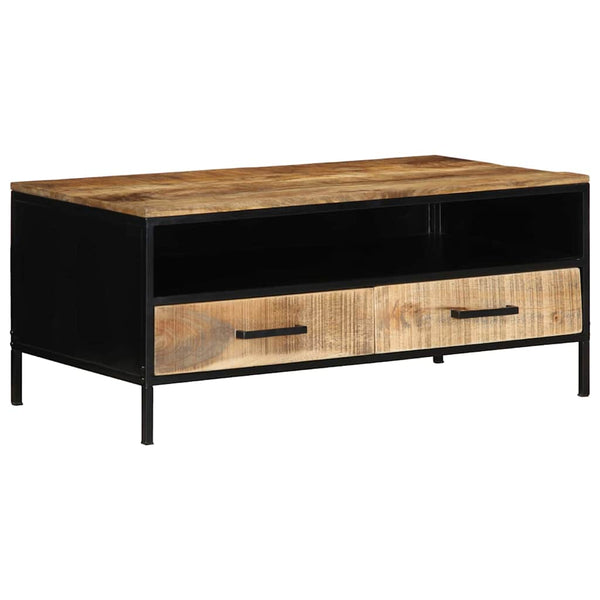 Couchtisch Braun Mango Massivholz Metall 90x50 cm