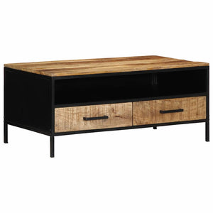 Couchtisch Braun Mango Massivholz Metall 90x50 cm