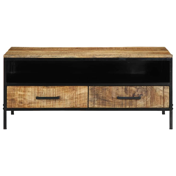 Couchtisch Braun Mango Massivholz Metall 90x50 cm