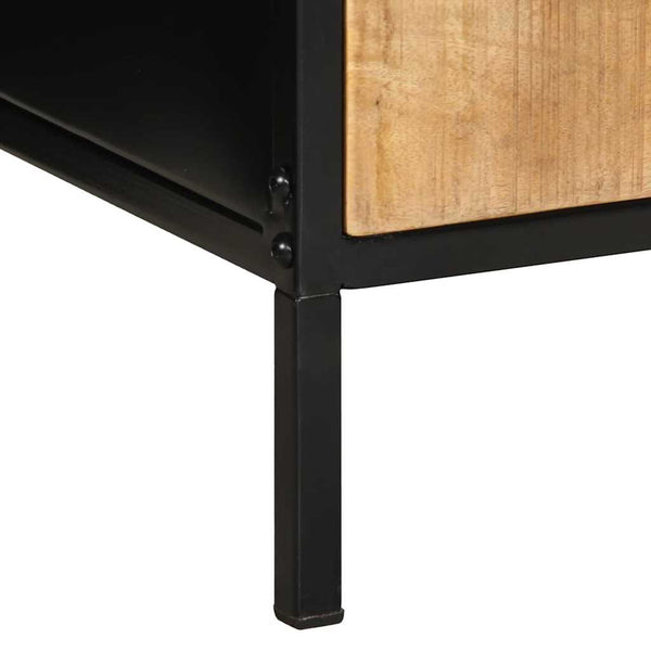 Nachttisch Mango Massivholz Braun/Schwarz