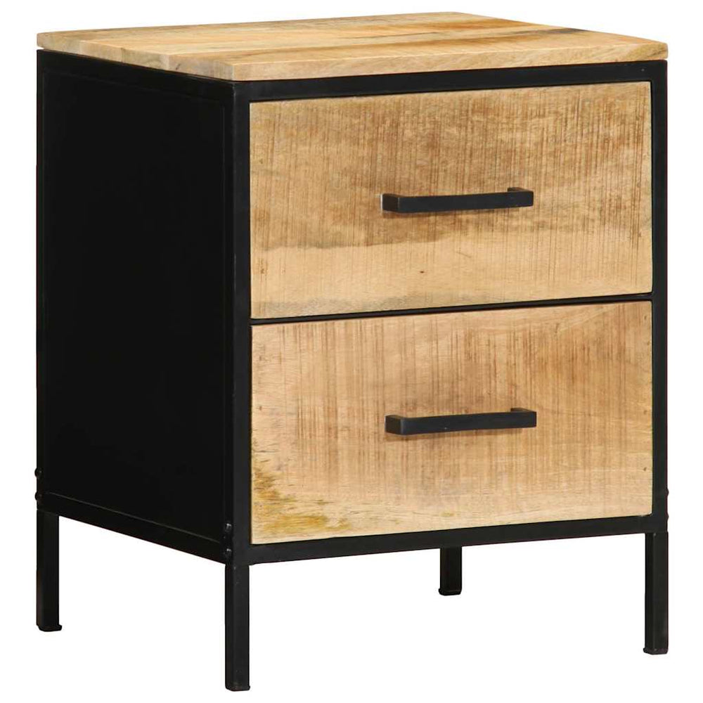 Nachttisch Mango Massivholz Braun/Schwarz
