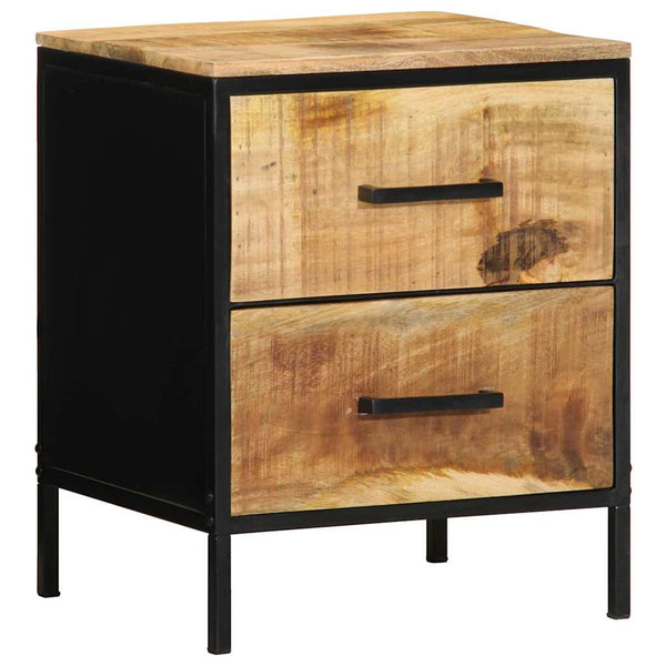 Nachttisch Mango Massivholz Braun/Schwarz