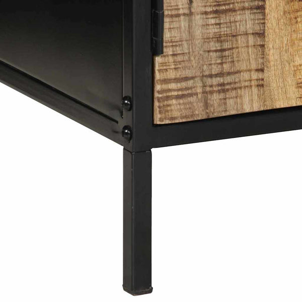 Nachttisch Mango Massivholz Braun Schwarz 50x45 cm