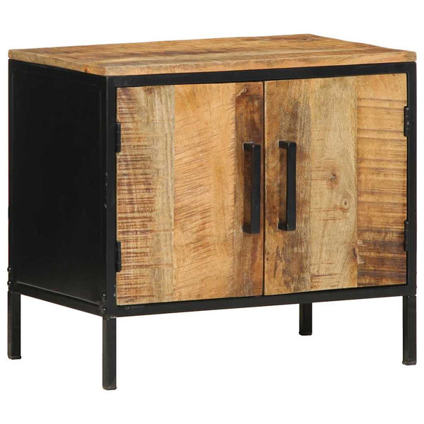 Nachttisch Mango Massivholz Braun Schwarz 50x45 cm