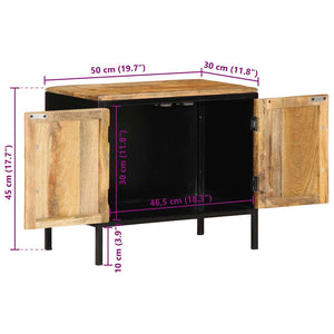 Nachttisch Mango Massivholz Braun Schwarz 50x45 cm