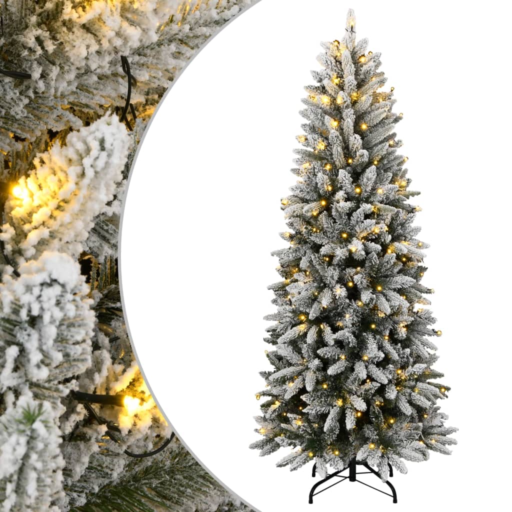 Künstlicher Weihnachtsbaum mit Schnee und LEDs, 150 cm