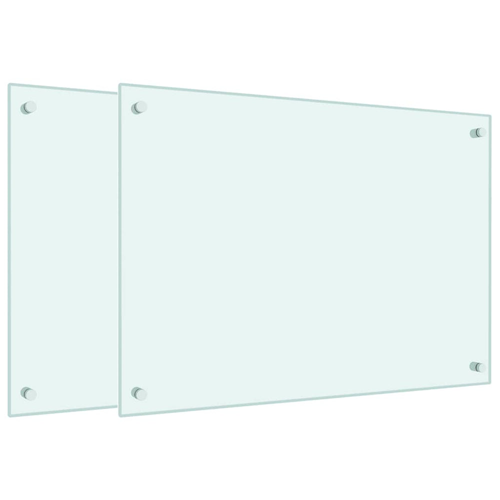 vidaXL Kitchen Splashbacks 2 pcs White 70x50 cm Tempered Glass