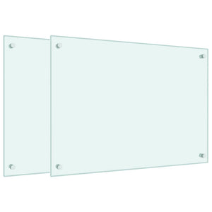 Küchenrückwand 2er Set Weiß Hartglas 70x50 cm