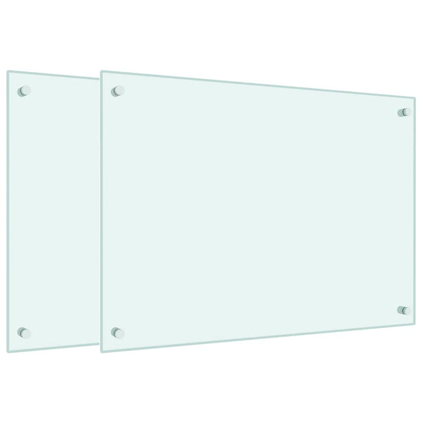 Küchenrückwand 2er Set Weiß Hartglas 70x50 cm
