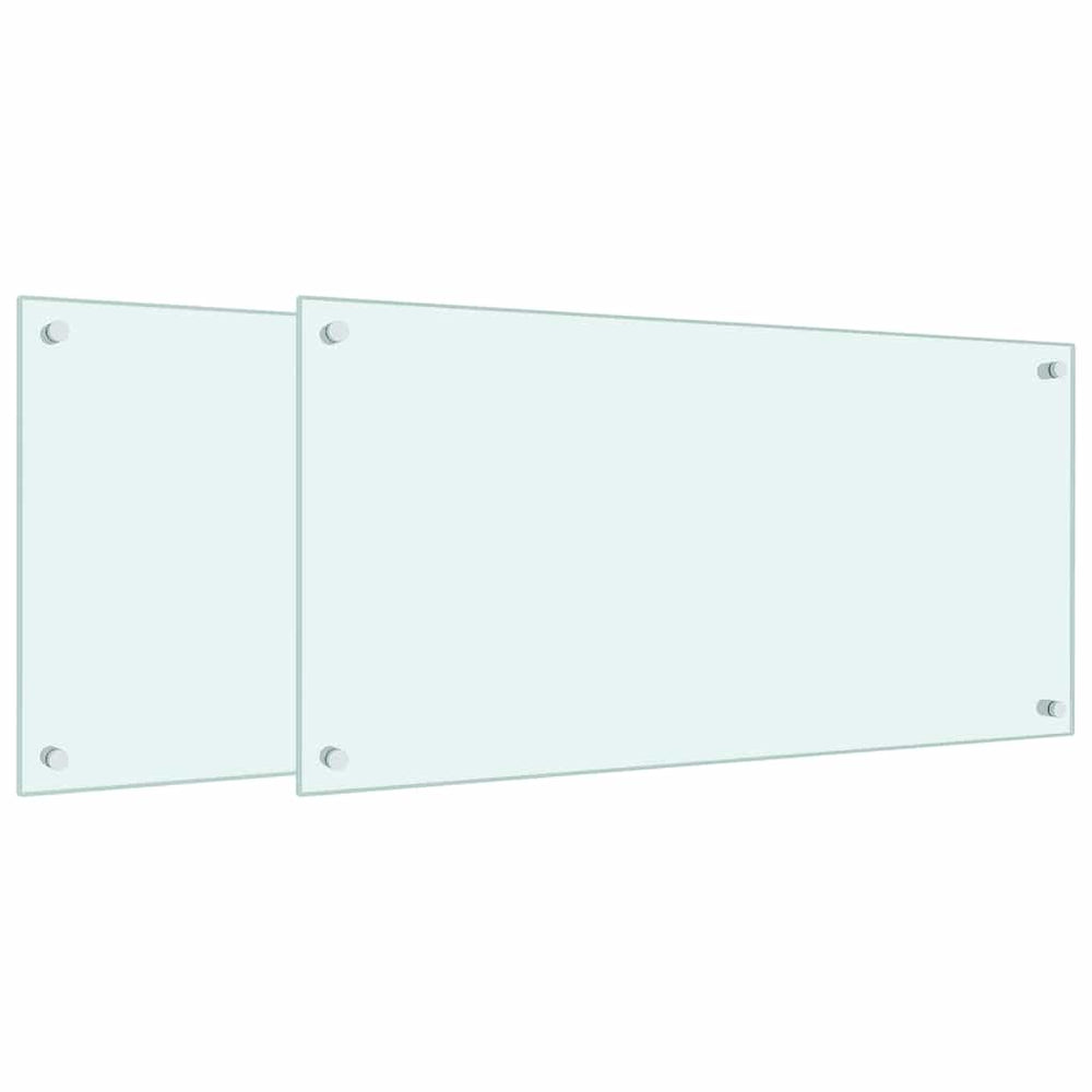 Küchenrückwand 2er Set Weiß Hartglas 80x40 cm