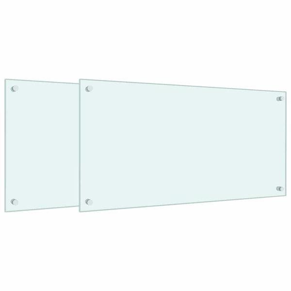 Küchenrückwand 2er Set Weiß Hartglas 80x40 cm