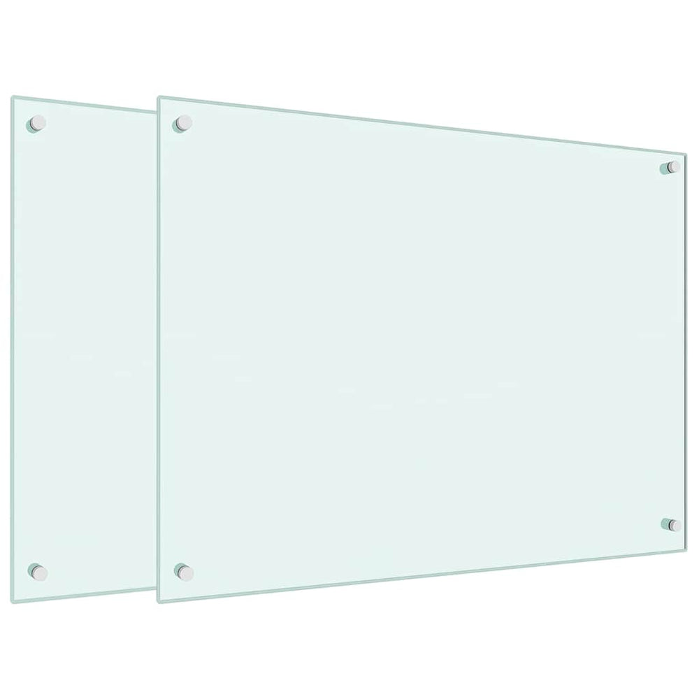 Küchenrückwand 2er Set Weiß Hartglas 80x60 cm