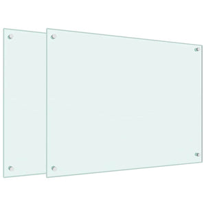 Küchenrückwand 2er Set Weiß Hartglas 80x60 cm