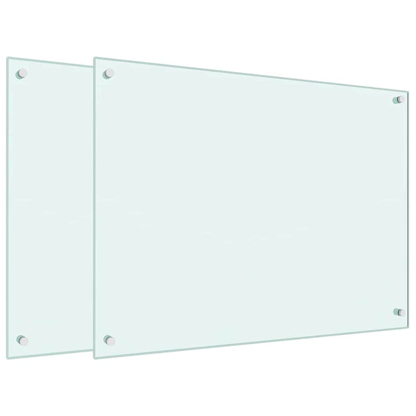 Küchenrückwand 2er Set Weiß Hartglas 80x60 cm