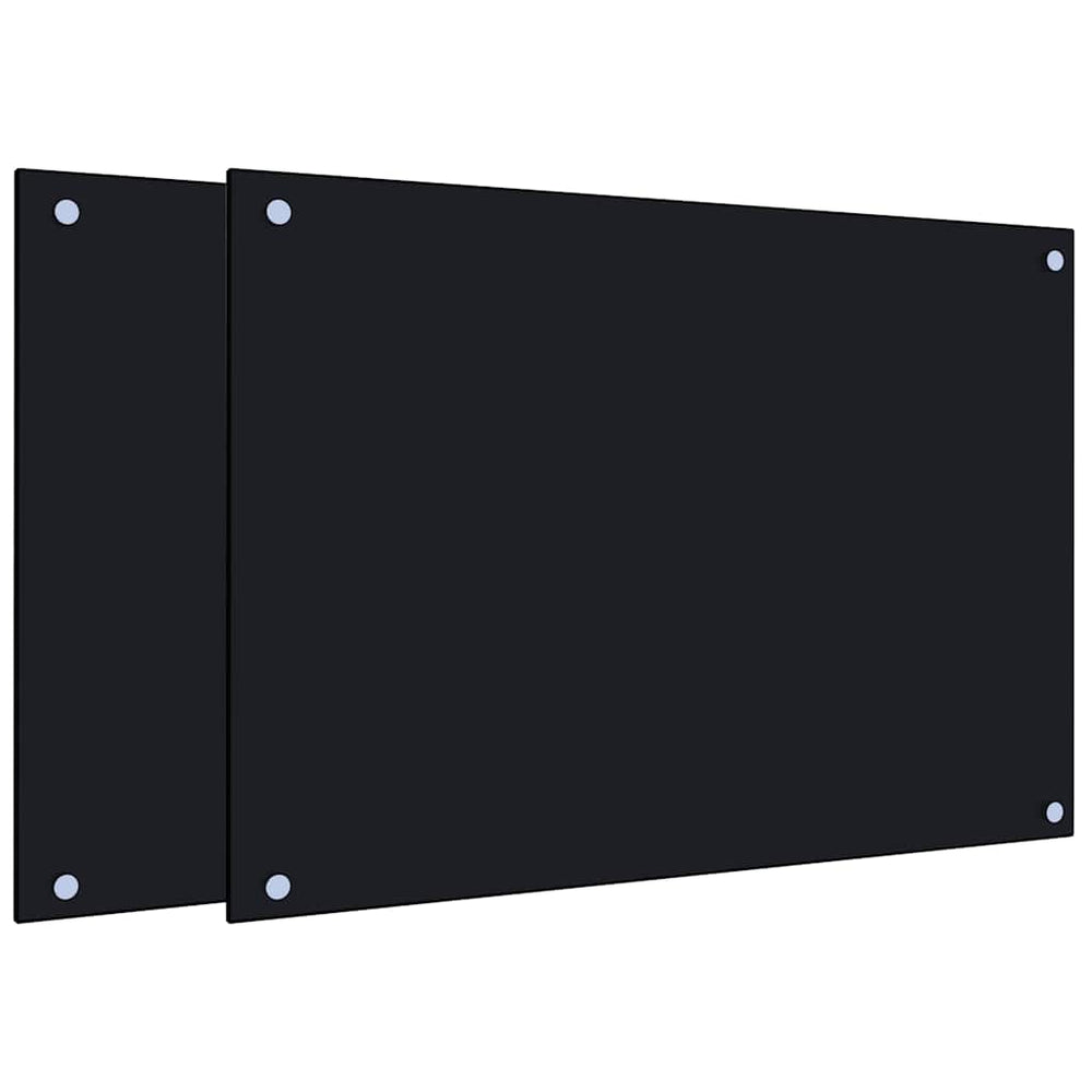 Küchenrückwand Hartglas Schwarz 70x50 cm, 2er-Set