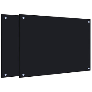 Küchenrückwand Hartglas Schwarz 70x50 cm, 2er-Set