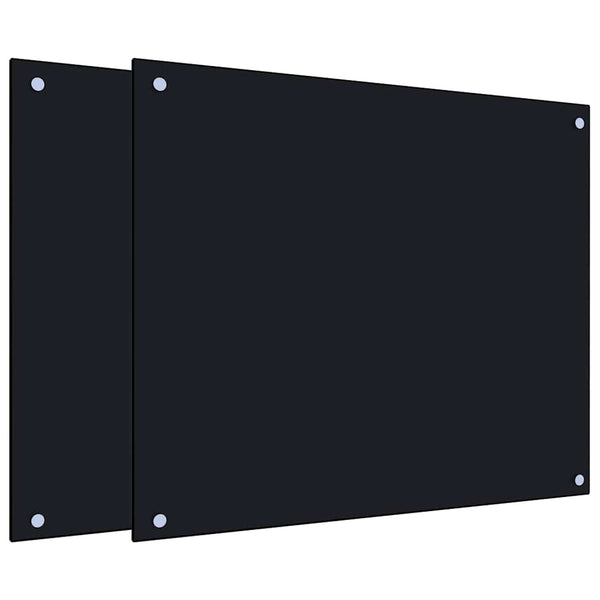 Küchenrückwand 2er Set Schwarz 70x60cm