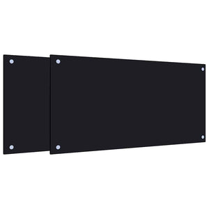 Küchenrückwand 2er Set Schwarz Hartglas 80x40 cm