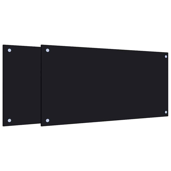 Küchenrückwand 2er Set Schwarz Hartglas 80x40 cm