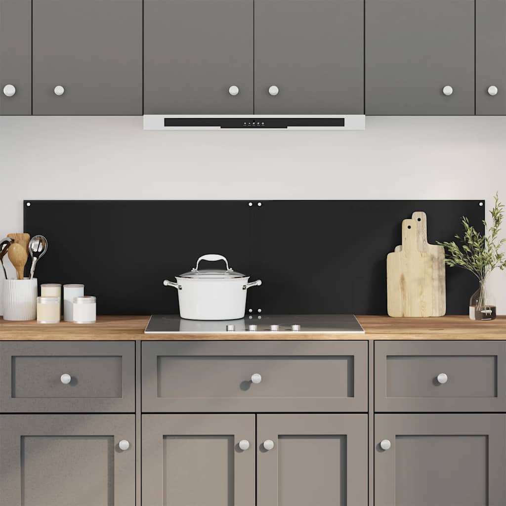 Küchenrückwand 2er Set Schwarz Hartglas 80x40 cm