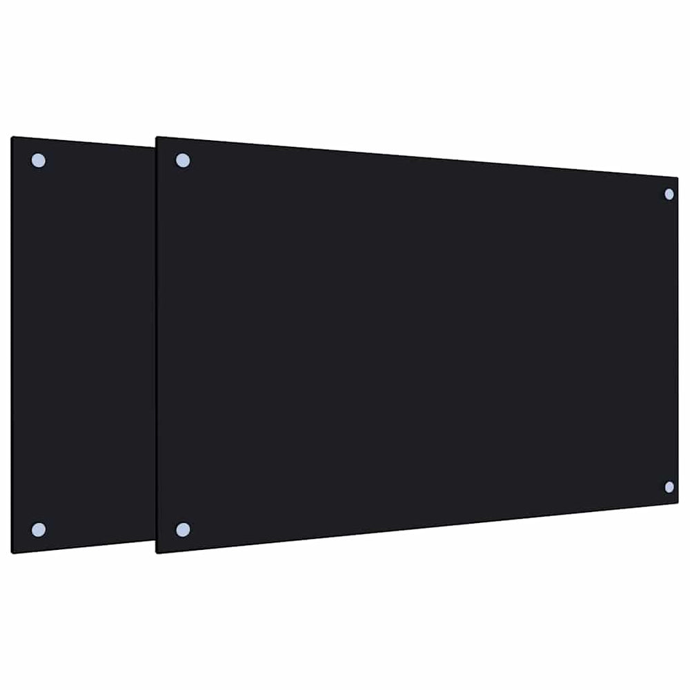 Schwarze Küchenrückwand aus Glas, 2er-Set