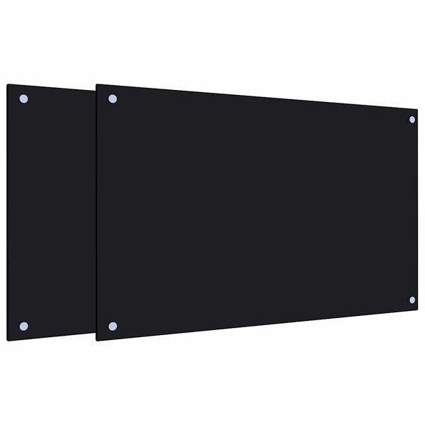 Schwarze Küchenrückwand aus Glas, 2er-Set