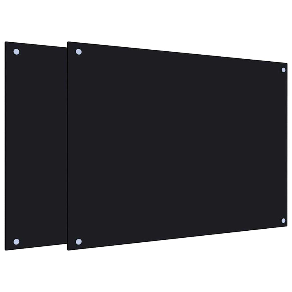Küchenrückwand 2er Set Schwarz Hartglas 80x60cm