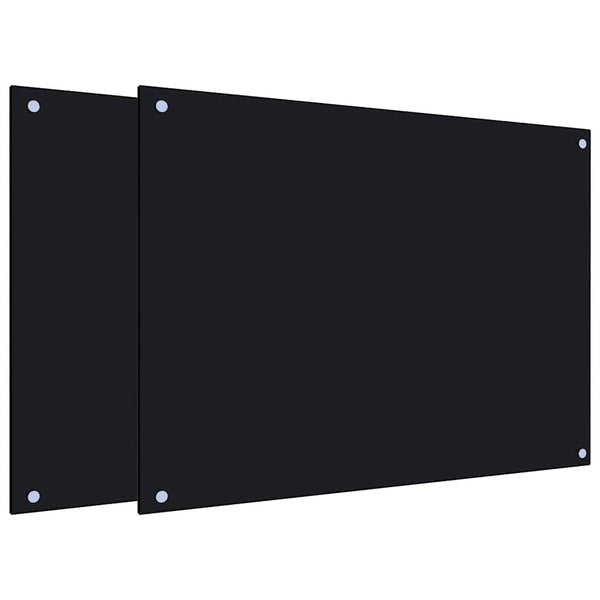 Küchenrückwand 2er Set Schwarz Hartglas 80x60cm
