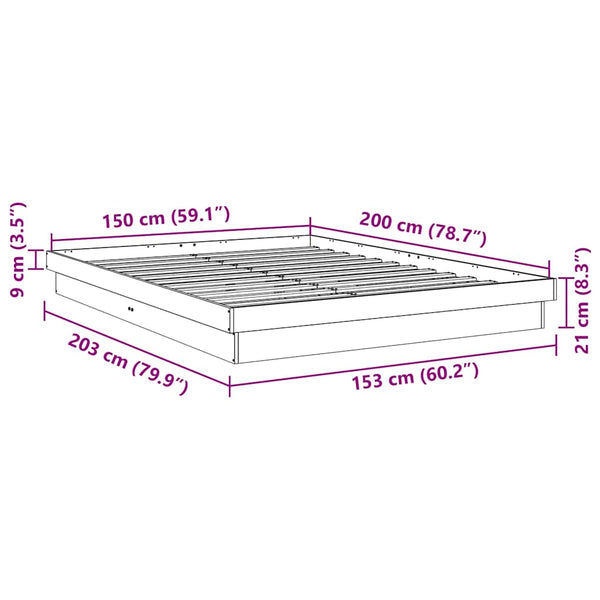 Massivholzbett 150x200 cm Eiche ohne Matratze